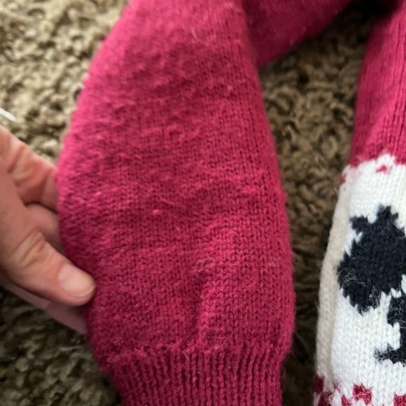 VTG 60s Handknit Double-Layer Scottie Dog Wool Hooded Jacket Kids 4/5T - Picture 4 of 7